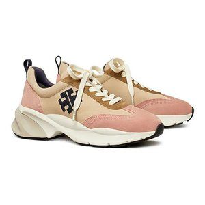 Tory Burch Women’s Good Luck Trainer Sneakers Cream Pink Moon Leather US 6
